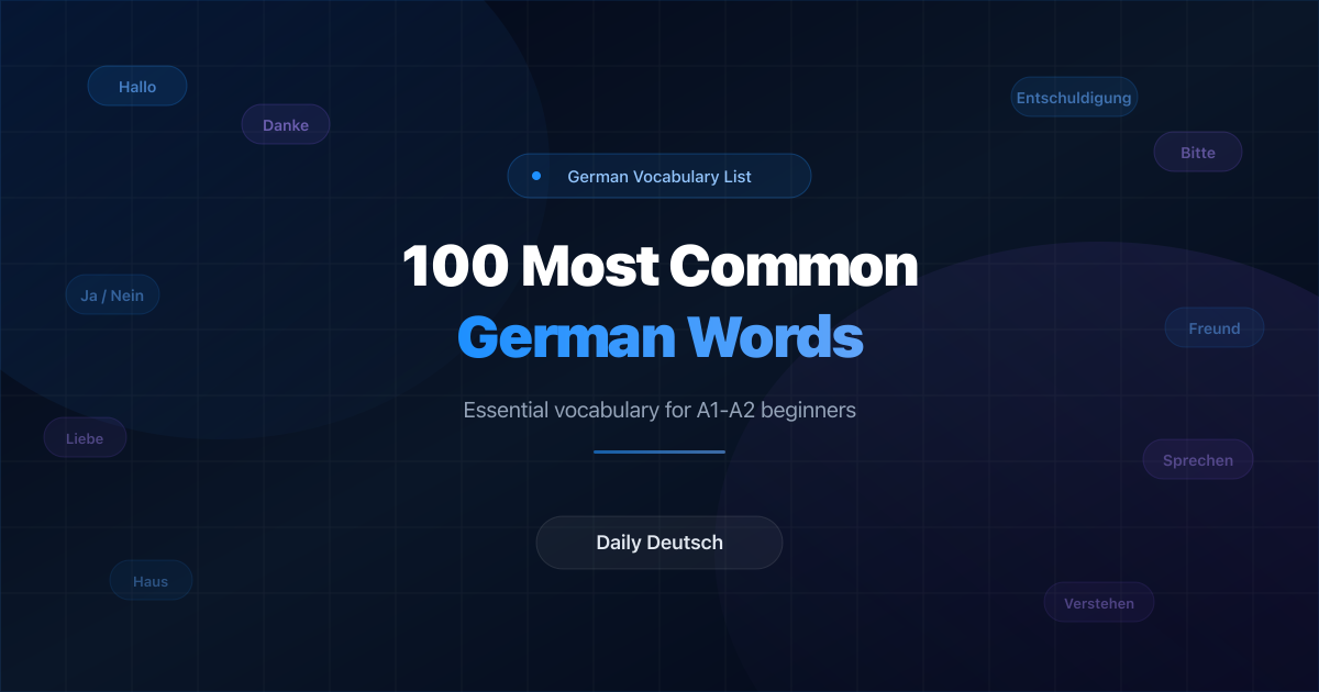 Colorful word cloud showing common German words